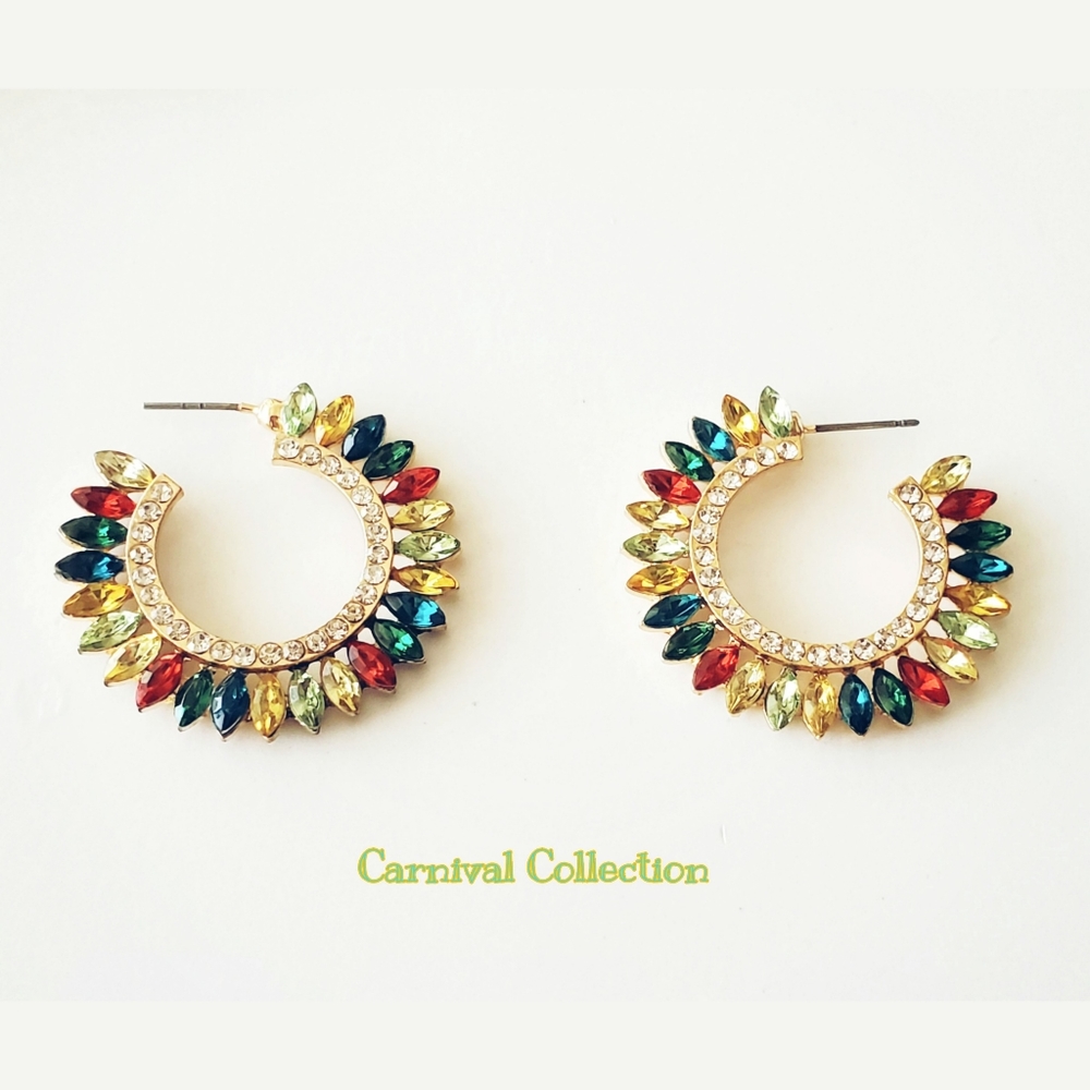 Festive Multicolor Open Hoop Earrings